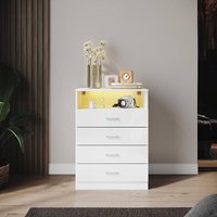 SONNI Kommode, mit 4 Schubladen, 1 offener Schubladen, Weiß Sideboard mit einstellbarem LED, Hochglanz Möbel Schränke SONNI Kommode, mit 4 Schubladen, 1 offener Schubladen, Weiß Sideboard mit einstellbarem LED, Hochglanz Möbel Schränke von SONNI