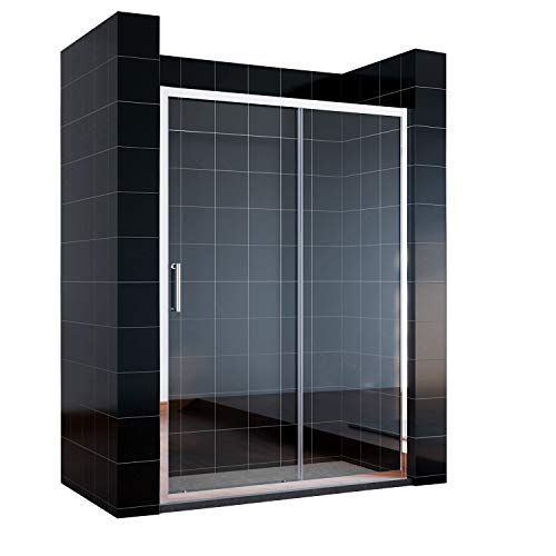 SONNI Schiebetür Dusche 160 cm Duschtüren Duschabtrennung Glasschiebetür Höhe 185 cm Klarglas Duschwand Duschkabine von SONNI