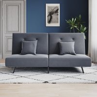 SONNI Schlafsofa mit Doppel-Falt-Design, Eisenbeine, Verstecktem Reißverschluss, Verstellbarer Rückenlehne und 2 Kissen, Dunkelgrau von SONNI