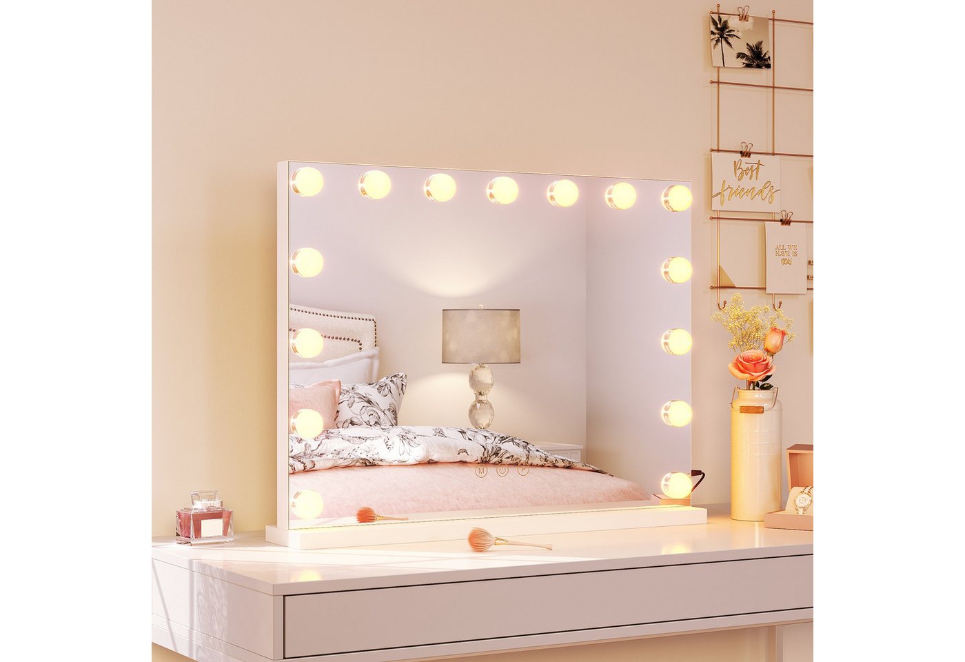SONNI Schminkspiegel Kosmetikspiegel Hollywood Spiegel, 3 einstellbare Leuchten 58X45.5cm SONNI Schminkspiegel Kosmetikspiegel Hollywood Spiegel, 3 einstellbare Leuchten 58X45.5cm von SONNI