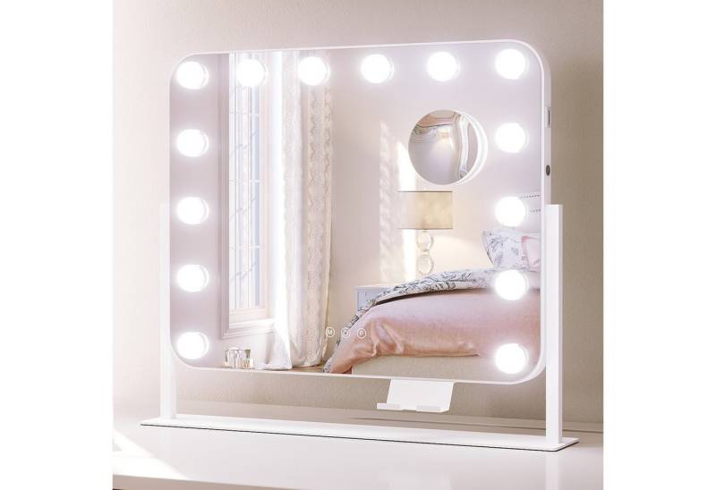 SONNI Schminkspiegel LED-Schminkspiegel mit 10-facher Lupe und Mobiltelefonhalterung, 55X47cm von SONNI