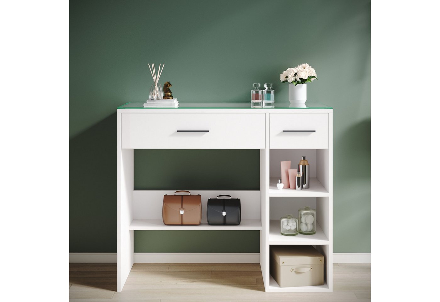 SONNI Schminktisch Minimalistischer kleiner Schminktisch in Schwarz und Weiß, 70x40x140cm von SONNI