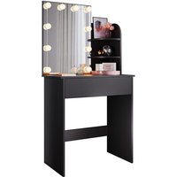 SONNI Schminktisch mit einer geräumigen Schiebeschublade 70x40x140cm Schminktisch mit LED-Beleuchtung in 3 Farben Schwarz SONNI Schminktisch mit einer geräumigen Schiebeschublade 70x40x140cm Schminktisch mit LED-Beleuchtung in 3 Farben Schwarz von SONNI