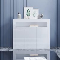 SONNI Sideboard Weiss Hochglanz Wohnzimmer, LED Kommode, Wohnzimmermöbel Wohnzimmerschrank Standschrank B116xH93xT35cm von SONNI