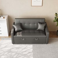 SONNI Sofa 140x94cm mit schlaffunktion, modernen Klein Schlafsofa Dunkelgrau, Bettsofa 2 Sitzer mit Kissen, Rückenlehnenwinkel verstellbar Superfaser Kunstleder von SONNI