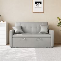 SONNI Sofa 140x94cm mit schlaffunktion, modernen Klein Schlafsofa Dunkelgrau, Bettsofa 2 Sitzer mit Kissen, Rückenlehnenwinkel verstellbar Superfaser Kunstleder von SONNI