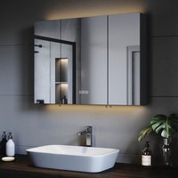 SONNI Spiegelschrank Bad mit Beleuchtung und Steckdose LED Spiegelschrank mit Touch-Schalter, 3 Einstellbare Lichtfarben Beschlagfrei, 3 Türiger von SONNI