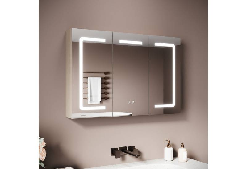 SONNI Spiegelschrank Badezimmerspiegelschrank, Spiegelschrank Badezimmer mit LED-Spiegel mit Beleuchtung, Anti-Beschlag & Steckdose, Licht in 3 Farbtemperaturen SONNI Spiegelschrank Badezimmerspiegelschrank, Spiegelschrank Badezimmer mit LED-Spiegel mit Beleuchtung, Anti-Beschlag & Steckdose, Licht in 3 Farbtemperaturen von SONNI