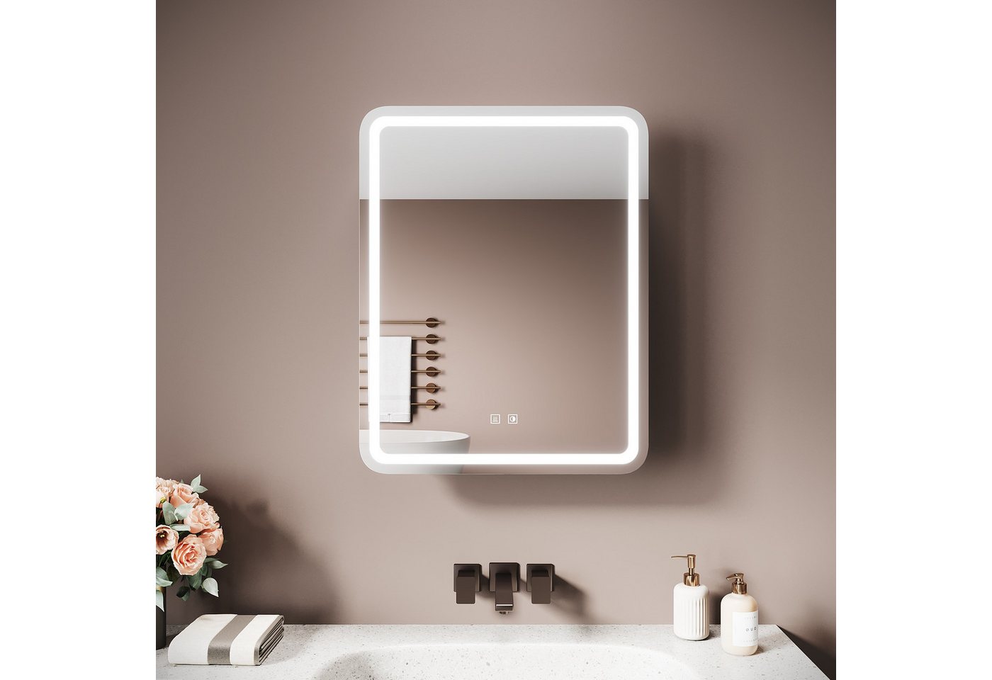 SONNI Spiegelschrank Badezimmerspiegelschrank, Spiegelschrank Badezimmer mit LED-Spiegel von SONNI