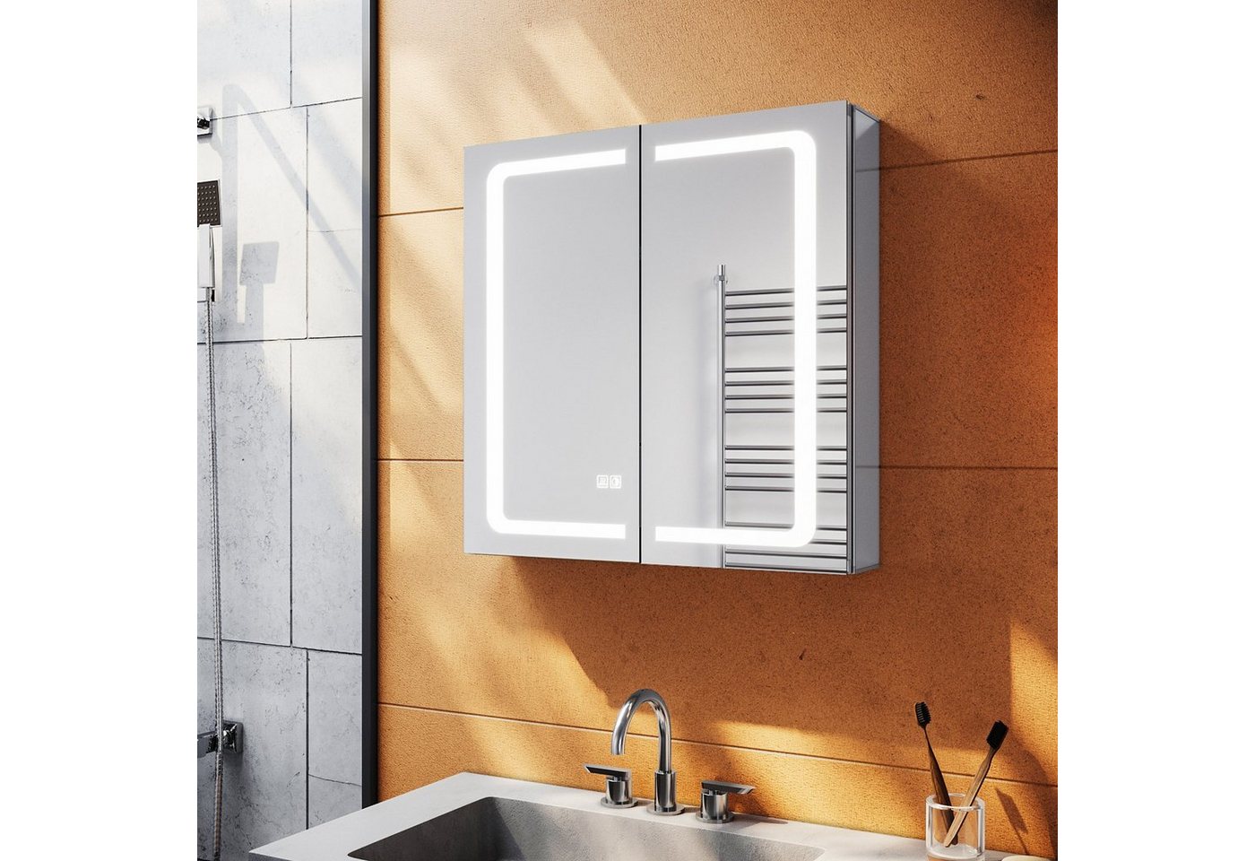 SONNI Spiegelschrank Spiegelschrank Bad mit Beleuchtung und Steckdose LED Beschlagfrei mit Touchschalter von SONNI