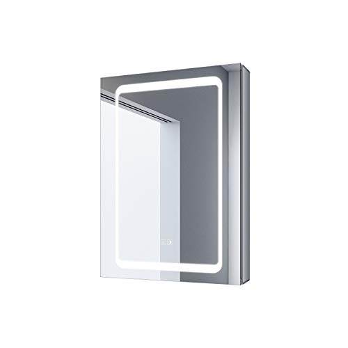SONNI Spiegelschrank beschlagfrei mit Touch und Steckdose Spiegelschrank Bad 50 × 70cm LED Spiegelschrank mit Beleuchtung Aluminium von SONNI