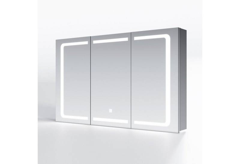 SONNI Spiegelschrank spiegelschrank bad mit beleuchtung mit Touch und Steckdose 105x65cm Edelstahl, 3 türig von SONNI