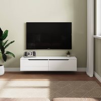 SONNI TV Board Weiss Griffloses Design TV Schrank Hochglanz mit LED Beleuchtung (12 Farben können eingestellt Werden) von SONNI