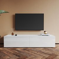 SONNI TV Board Weiss Hochglanz hängend  Lowboard Holz 140cm TV Schrank Zwei Montagemöglichkeiten 140x40x30cm Weiß von SONNI