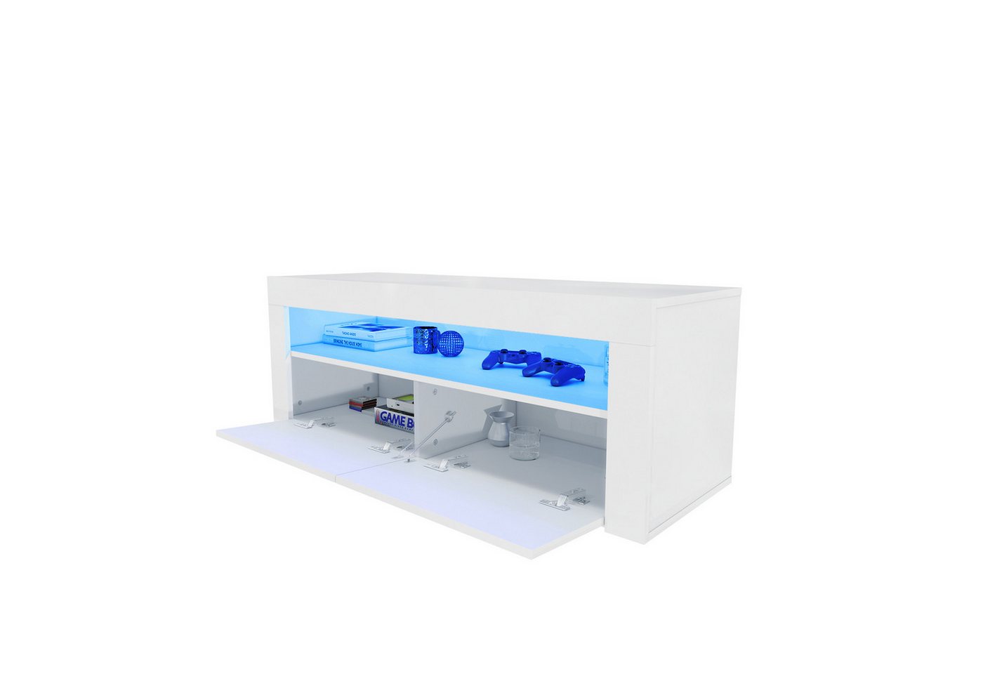 SONNI TV-Schrank TV Lowboard 120x40x45 Weiß Hochglanz mit LED-Beleuchtung 12 Led Farben tv schrank in wohnzimmer, sideboards von SONNI