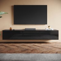 SONNI TV Schrank mit Schublade, Wandmontage/Standmontage, Moderner Hochglanz TV Board, Geeignet für Wohnzimmer und Schlafzimmer, Schwarz, 1800 x 400 SONNI TV Schrank mit Schublade, Wandmontage/Standmontage, Moderner Hochglanz TV Board, Geeignet für Wohnzimmer und Schlafzimmer, Schwarz, 1800 x 400 von SONNI