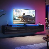 SONNI TV Schrank mit Schublade und Verstellbaren LED-Lichtern, Griffloses Design, Wandmontage/Standmontage, Modern Hochglanz TV Board, Schwarz, 1800 SONNI TV Schrank mit Schublade und Verstellbaren LED-Lichtern, Griffloses Design, Wandmontage/Standmontage, Modern Hochglanz TV Board, Schwarz, 1800 von SONNI