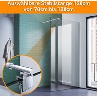 SONNI Walk In Dusche Duschwand Duschabtrennung Duschkabine 8mm Nanobeschichtung ESG Glas 100x200cm Klarglas mit ausziehbar Stabilisator 70-120cm von SONNI