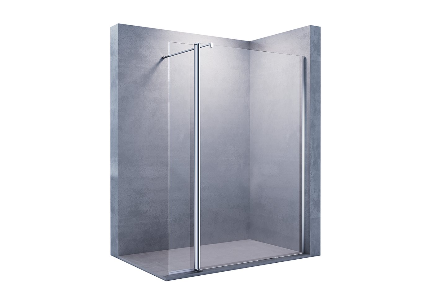 SONNI Walk-in-Dusche Walk in Dusche 8mm Walk in Duschwand Duschabtrennung, 8mm Einscheibensicherheitsglas mit Nano Beschichtung, (2 tlg), mit schwenkbare Seitenwand 70cm ~ 120cm Nano von SONNI