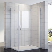 Walk in Duschkabine eckeinstieg mit falttüren 180º beide Seiten faltbar Nanobeschichtung glas Dusche Duschabtrennung 100x80x195cm - Sonni von SONNI