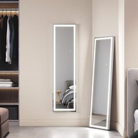 Sonni - Wandspiegel Ganzkörperspiegel mit led Beleuchtung 3 Farben 150x40cm weiß 2 In 1 Standspiegel Modern Touch hd von SONNI