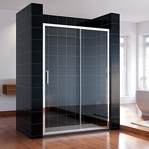 SONNI Schiebetür Dusche 150x185cm Klarglas Duschwand Duschtüren Glasschiebetür von SONNI