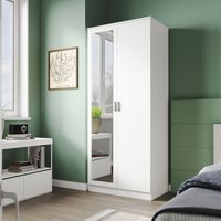 Schlafzimmermöbel Set Kleiderschrank mit Spiegel und Schubladen 2 Türen Schlafzimmermöbel weiß 76x47x180cm - Sonni Schlafzimmermöbel Set Kleiderschrank mit Spiegel und Schubladen 2 Türen Schlafzimmermöbel weiß 76x47x180cm - Sonni von SONNI