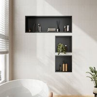 Schwarz Edelstahl Wandnische Kombination (GNF30+GNF30+GNF90), Aussparung für Badutensilien, Unterputz-Montage Duschregal - Sonni von SONNI