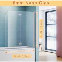 Sonni - Badewannenaufsatz Dusche Badewannenfaltwand Glas Duschwand für badewanne 2-teilig 140x120(HxB),mit 6mm nano esg Glas von SONNI