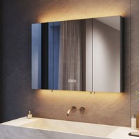 Sonni - Badezimmer Spiegelschrank, Badspiegel mit led Beleuchtung mit 3 einstellbar Lichtfarben, Mattschwarzer Beschlagfreier Sonni - Badezimmer Spiegelschrank, Badspiegel mit led Beleuchtung mit 3 einstellbar Lichtfarben, Mattschwarzer Beschlagfreier von SONNI