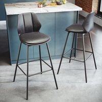 Sonni - Barhocker 2er Set Barhocker Küchenhocker Bistro-Hocker mit Rückenlehne und Fußstütze Design Belastbar 130 kg, Grauer Sitz + Schwarze Beine Sonni - Barhocker 2er Set Barhocker Küchenhocker Bistro-Hocker mit Rückenlehne und Fußstütze Design Belastbar 130 kg, Grauer Sitz + Schwarze Beine von SONNI
