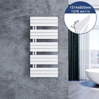 Sonni - Design Heizkörper Flach 1314 x 600 mm Badheizkörper Mittelanschluss seitlich Handtuchtrockner Bad,1376 Watt weiss von SONNI