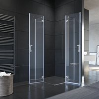 Sonni - Duschkabine Duschabtrennung Eckeinstieg 90x100cm Dusche Scharniertür Duschwand von SONNI