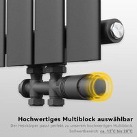 Heizkörper Multiblock Anschlussgarnitur Hahnblock Ventil Thermostat Anthrazit von SONNI