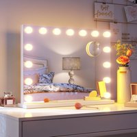 Hollywood Spiegel mit Beleuchtung mit Bluetooth, 15 Dimmer Leuchten 3 Lichtmodus Schminkspiegel mit Beleuchtung, USB-Funktion und Lupe 58×45 cm von SONNI