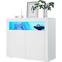 Kommode Weiß Sideboard mit led Beleuchtung Hochglanz Wohnzimmerschrank - Sonni von SONNI