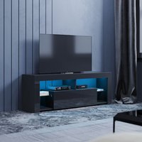 Sonni - TV-Möbel Schwarz tv Schrank Hochglanz mit led Beleuchtung(12 Farben können eingestellt Werden) 140x35x50.5cm von SONNI