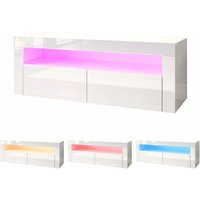 Sonni - tv Lowboard Board Möbel Schrank mit led Beleuchtung Weiß Hochglanz Fernsehtisch 120x40x45cm von SONNI