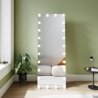 Standspiegel mit Dimmbarer LED-Beleuchtung, 3 Beleuchtungsmodi und 26 Abnehmbare Leuchtmittel, Vertikal oder Wandmontiert, 1600 x 600 x 20 mm - Sonni von SONNI