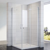 Walk in Duschkabine eckeinstieg mit falttüren 180º beide Seiten faltbar Nanobeschichtung glas Dusche Duschabtrennung 100x100x195cm - Sonni von SONNI