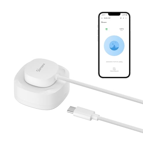 SONOFF SNZB-05P Zigbee Wassermelder + WLDC200 Wassersensor Kabel,Smart Home Wasserwächter,Wassermelder für Küchen,Keller und Badezimmer,Kompatibel mit Alexa und Google Assistant,Erfordert Zigbee Hub von SONOFF