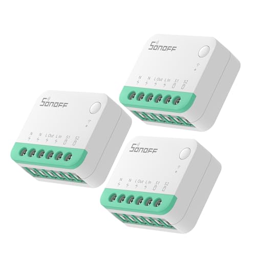 SONOFF 3 Stück MINIR4M Wlan Smart Alexa Schalter 2 Wege - Wlan Lichtschalter Relais Modul Supports Matter, Funktioniert mit Apple Home, Alexa & Google Home, Fernbedienung über eWeLink App von SONOFF