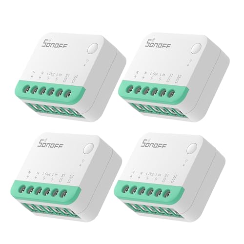 SONOFF 4 Stück MINIR4M Smart Alexa Schalter 2 Wege - Wlan Lichtschalter Relais Modul Supports Matter, Funktioniert mit Apple Home, Alexa & Google Home, Fernbedienung über eWeLink App von SONOFF