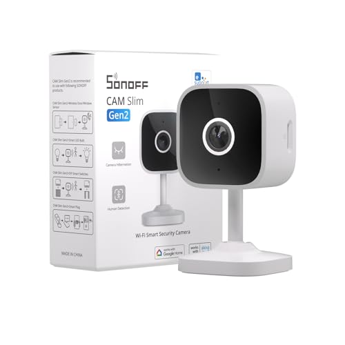 SONOFF CAM-S2 Indoor Security 2.4GHz WiFi Smart Überwachungskameras, 1080P HD, Ultra Clear Night Vision, Körpererkennung, Zwei-Wege-Audio, kompatibel mit Alexa und Google Assistant, IFTTT von SONOFF
