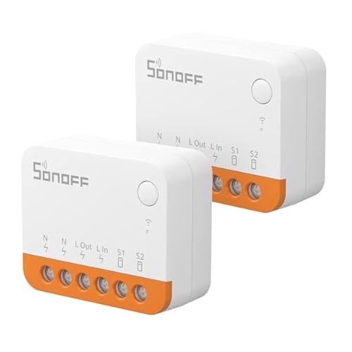 SONOFF MINIR4 Smart Wlan Schalter 2PCS, WiFi Schalter mit Timing-Funktion, Relay Split Mode, 2.4G WiFi, Neutralleiter erforderlich, Funktioniert mit Alexa/Google Home, Fernbedienung über eWeLink App von SONOFF