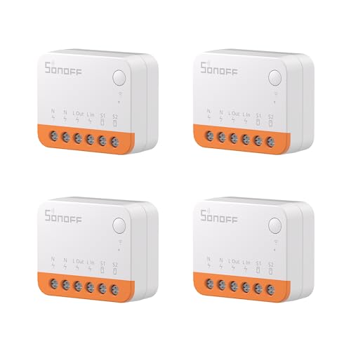 SONOFF MINIR4 Wlan Smart Schalter 2 Wege 4PCS - Smarte Lichtschalter mit Timing-Funktion, Relay Split Mode, 2.4G WiFi, Neutralleiter erforderlich, Funktioniert mit Alexa/Google Home/eWeLink App von SONOFF