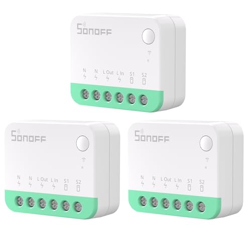 SONOFF MINIR4M Wlan Smart Alexa Schalter 3 Stück - 2 Wege Wlan Lichtschalter Relais Modul Supports Matter, Funktioniert mit Apple Home, Alexa & Google Home, Fernbedienung über eWeLink App von SONOFF