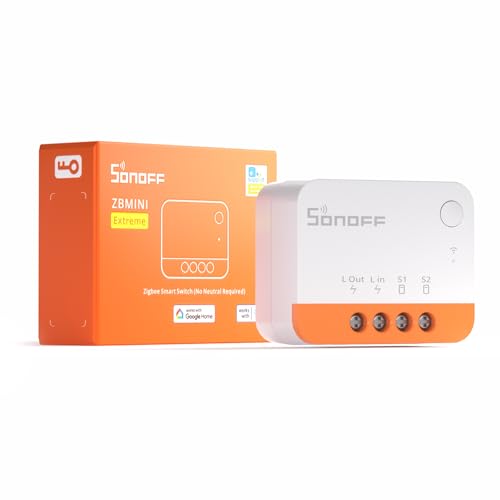 SONOFF Mini DlY Zigbee Schalter, Kein Neutralleiter nötig, Voice-Control, Fernsteuerung, Zeitplan, erfordert Zigbee-Gateway,Kompatibel mit Alexa und Google Home von SONOFF