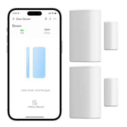 SONOFF SNZB-04P Zigbee tür und fenstersensor, intelligenter tür- fensterkontakt Alarmanlage,Erfordert Zigbee Hub,Smart Home türsensor kompatibel mit Alexa und Google Assistant (2er-Pack) von SONOFF