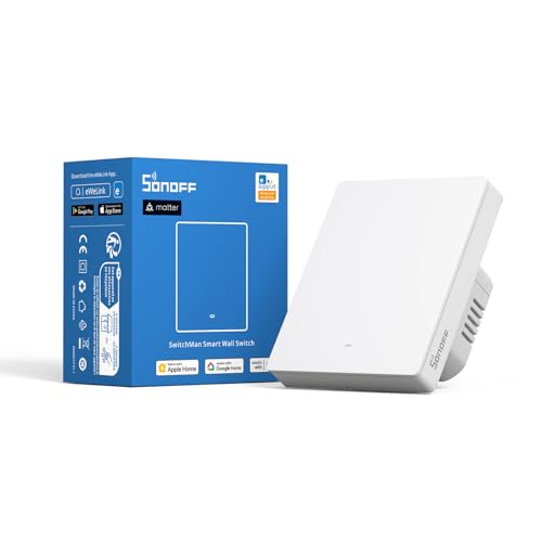 SONOFF Smart Wlan Wandschalter, Intelligent WiFi Lichtschalter,M5 Matter 1 Gang vom Typ 80 mit Timing, Sprachsteuerung, kompatibel mit Matter & Alexa & Google Home (Neutralleiter erforderlich) von SONOFF